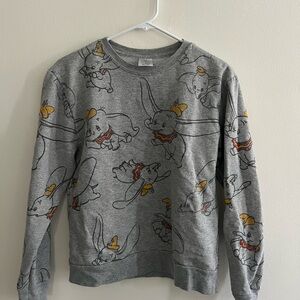 Disney Gray Crewneck Sweater with Artistic Butterfly Design